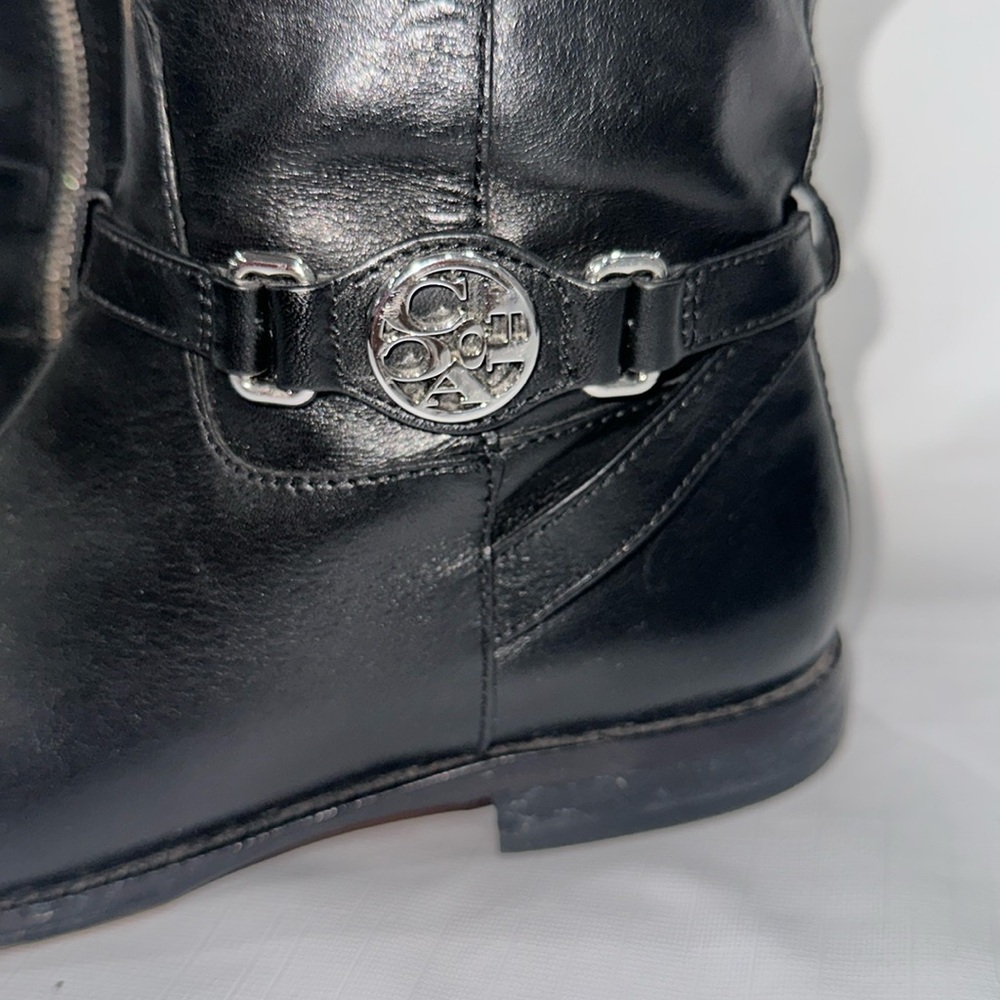 Coach Mysie Black Tall Leather Riding Boots - Picture 4 of 11